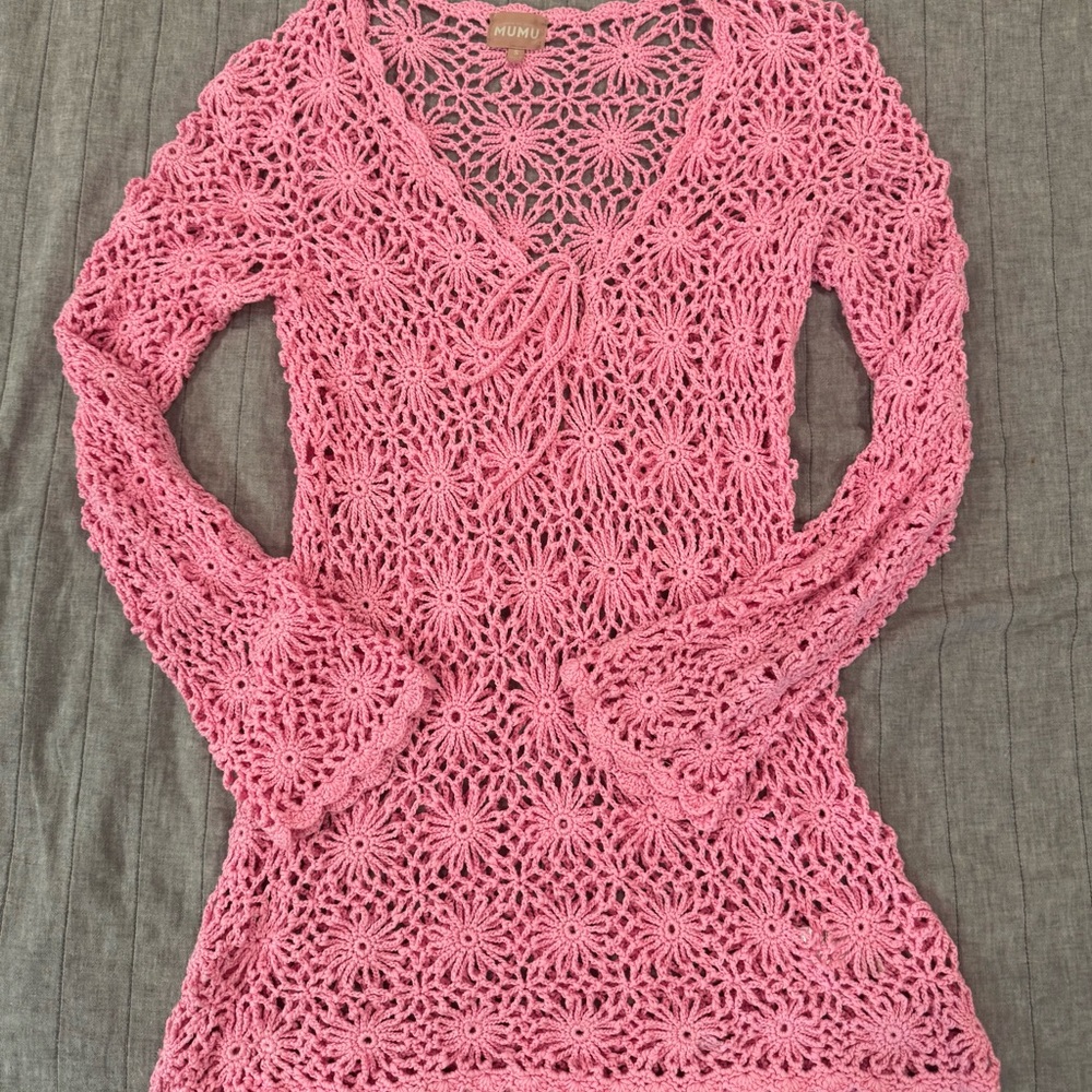 Show Me Your MuMu Pink Floral Crochet Top